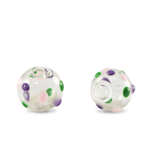 Perline di vetro dipinte a mano 8mm trasparente-viola verde