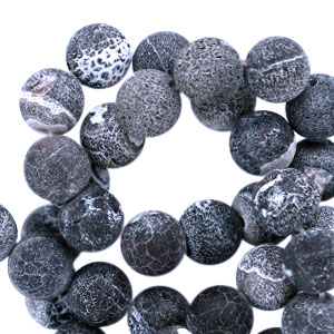 Perline in pietra naturale Calcedonio (Quarzo) e Agata 8mm antracite