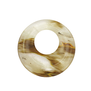 Perline in pietra naturale vetro donut 30mm marrone-trasparente