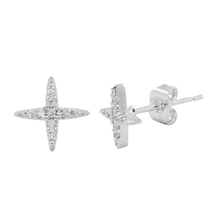 Metallo TQ in ottone orecchini zirconia stella argento