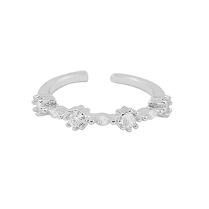 Metallo TQ in ottone anello zirconia argento-cristallo