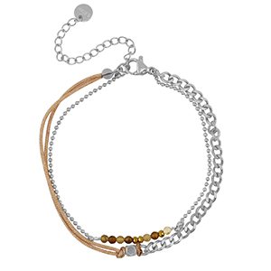 Bracciali in acciaio inossidabile doppio giro argento-marrone