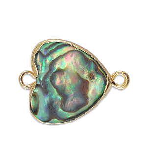 Perle di acqua dolce distanziatore cuore oro-verde oceano