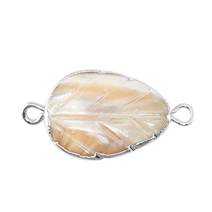 Perle di acqua dolce distanziatore foglia argento-talpa