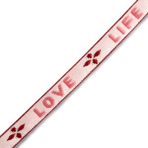 Nastro con testo "love life" rosa-rosso caldo