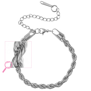 Bracciali in acciaio inossidabile contorto argento