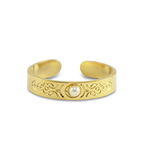 Anelli in acciaio inossidabile perle oro