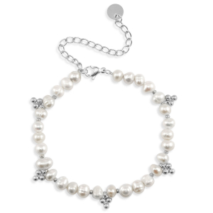 Bracciali in acciaio inossidabile perle argento