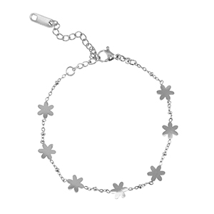 Bracciali in acciaio inossidabile fiore argento