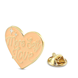 Pins cuore "More self love" pesca chiaro-oro