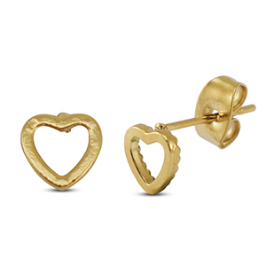 Orecchini in acciaio inossidabile cuore oro