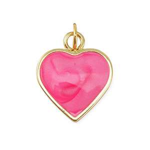 Metallo TQ in ottone ciondolo cuore oro-rosa scuro marmo