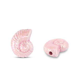 Perline di ceramica greca DQ conchiglia rosa beb&eacute;