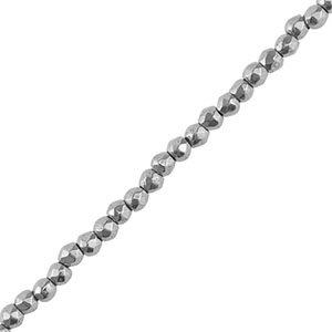 Perline di ematite sfaccettata tonda 2mm argento