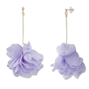 Orecchini alla moda chiffon fiore lavanda-oro