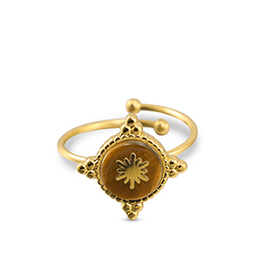 Anelli in acciaio inossidabile fiocco di neve oro-marrone