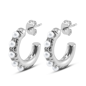 Orecchini in acciaio inossidabil con imitazione di perle argento
