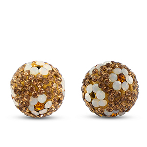 Perline in stile boh&eacute;mien tonda marrone taupe-bianco