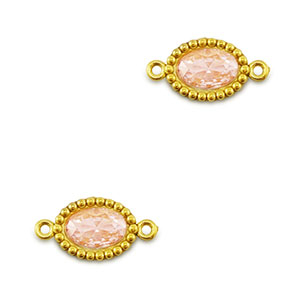 Distanziatore in acciaio inossidabile zircone ovale oro-arancione chiaro