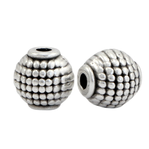 Perline di metallo DQ ovale tubo argento antico (privo di nichel)