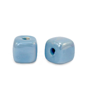 Perline di ceramica greca DQ cubo 7mm blu vivace