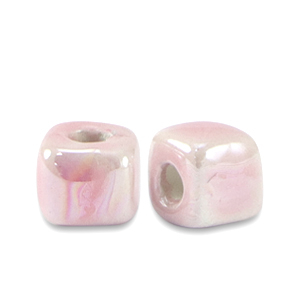 Perline di ceramica greca DQ cubo 5mm rosa fiore