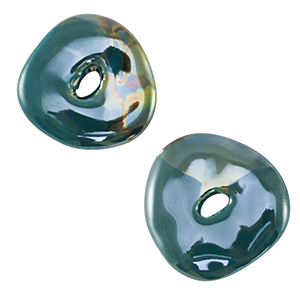 Perline di ceramica greca DQ donut blu petrolio