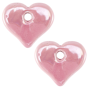Perline di ceramica greca DQ cuore rosa