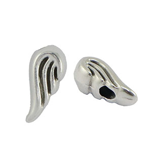 Perline di metallo DQ ali d'angelo argento antico (privo di nichel)