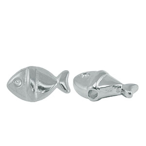 Perline di metallo DQ pesce argento antico (privo di nichel)