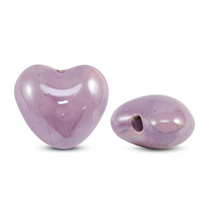 Perline di ceramica greca DQ cuore viola