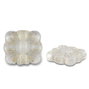 Perline in acrilico rettangolo con fiore trasparente-oro