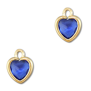 Pendenti di vetro Crystal Glass cuore blu scuro-oro