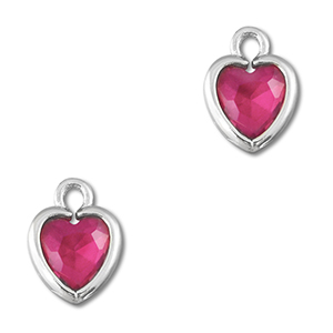 Pendenti di vetro Crystal Glass cuore rosa scuro-argento