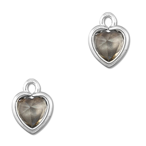 Pendenti di vetro Crystal Glass cuore grigio chiaro-argento