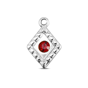 BY31&reg; Ciondoli in acciaio inossidabile rombo argento-rosso rubino