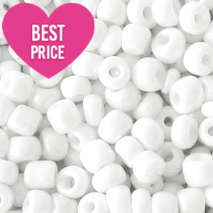 Perline di vetro rocailles 8/0 (3 mm) bianco perla