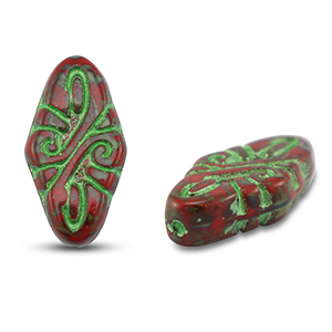 Perline Rep. Ceca arabesque 19x9mm rosso-verde