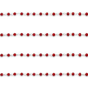 Componenti in acciaio inossidabile catena a rol&ograve; tonda argento-rosso