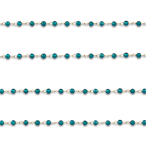 Componenti in acciaio inossidabile catena a rol&ograve; tonda oro-turchese blu