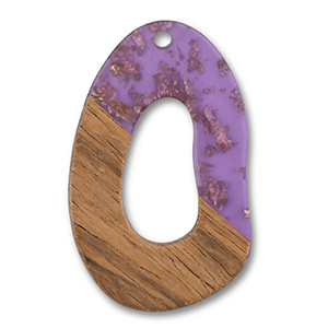 Pendenti di legno irregolare viola transparente-oro-marrone