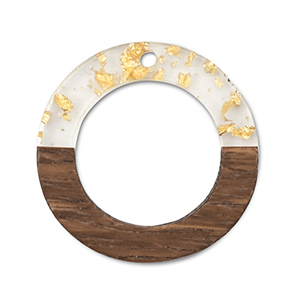 Pendenti di legno tonda transparente-oro-marrone