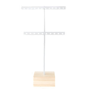 Espositore per bigiotteria a 'T' con supporto di legno per orecchini bianco - legno