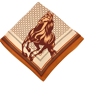 Foulard con cavallo marrone beige-marrone rame-marrone