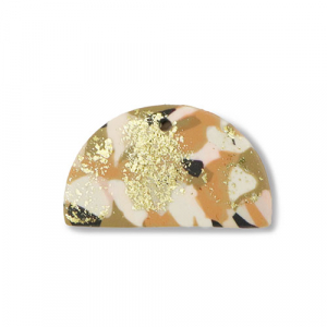 Pendenti di polimero semi-rotondo marrone-rosa-bianco-oro