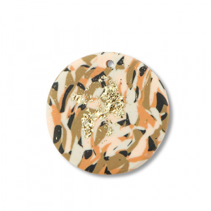 Pendenti di polimero tonda marrone-rosa-bianco-oro