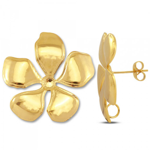 Componenti in acciaio inossidabile orecchini fiore con anellino oro