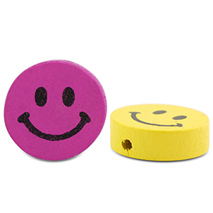Perline di legno smiley multicolore