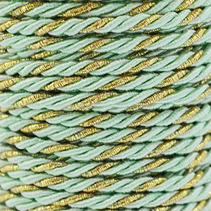 Cordoncino alla moda spirale 3mm verde menta-oro