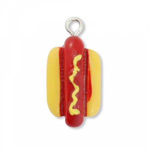 Pendenti in resina hot dog rosso scuro-giallo